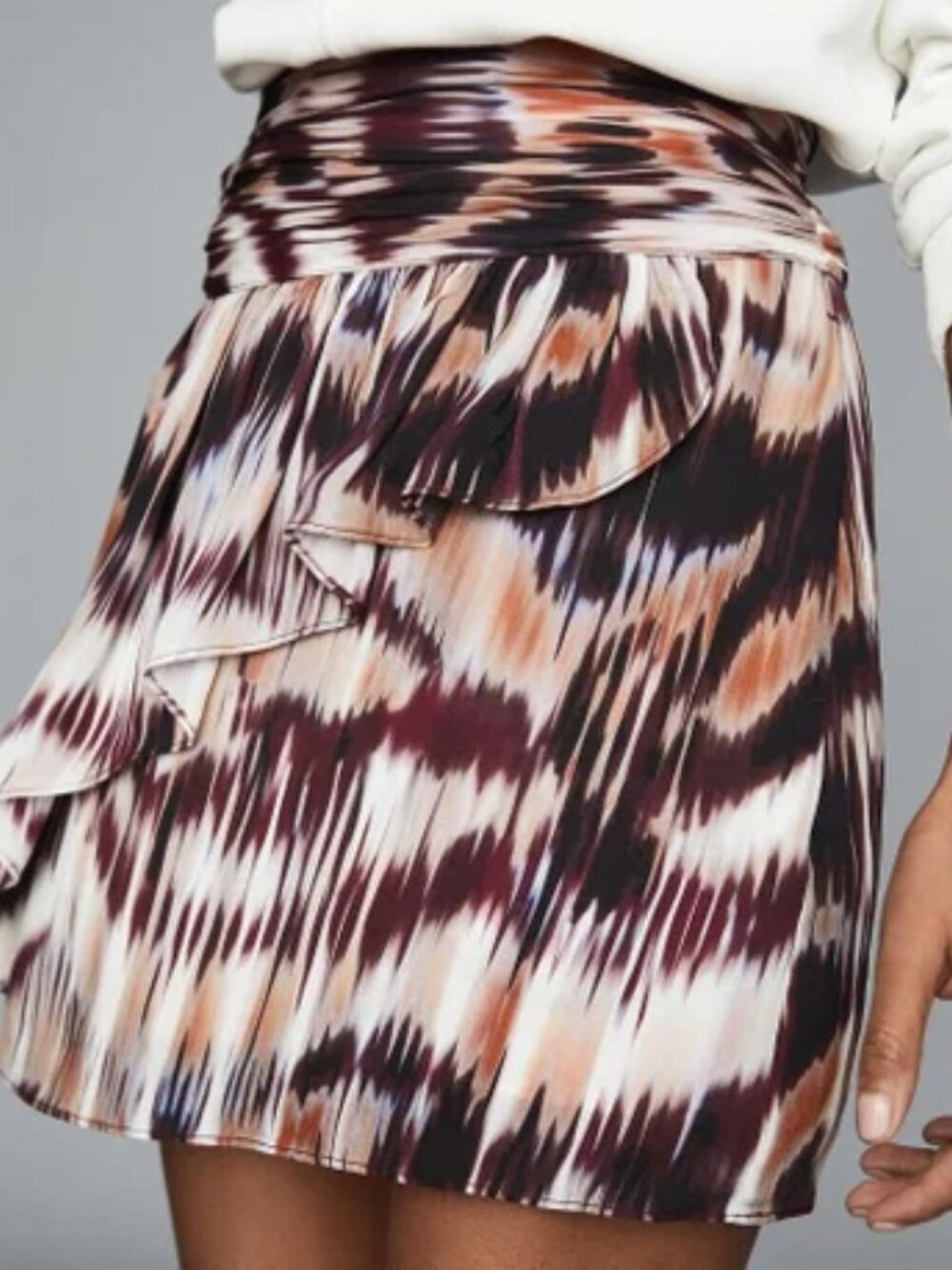 REISS Josephine Printed Mini Skirt – Berry Ikat Chiffon Size: US 2 / UK 6 NWOT